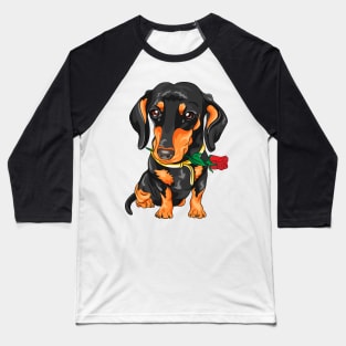 dog with red roses Baseball T-Shirt